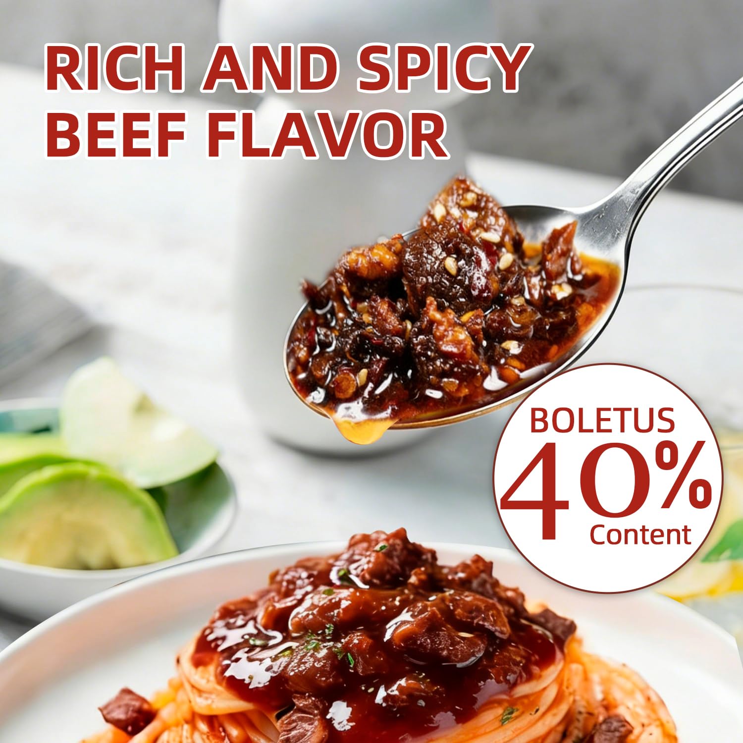 YANGFUN Spicy Beef Sauce， Mushroom Sauce，Chili Sauce，Chili Paste，Ready-to-eat，1.7oz