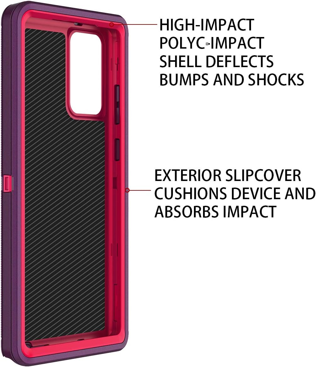 I-HONVA for Galaxy Note 20 Case Shockproof 3 in 1 Full Body Protection [Without Screen Protector] Rugged Heavy Duty Durable Cover Case for Samsung Galaxy Note 20 5G 6.7 inch, Night Purple/Pink