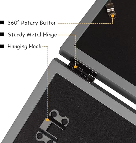 Miniatura 4 de P-HUI-2H57 - Marco de fotos plegable de madera con bisagras horizontales dobles de 5 x 7 pulgadas con frente de cristal real en color gris para