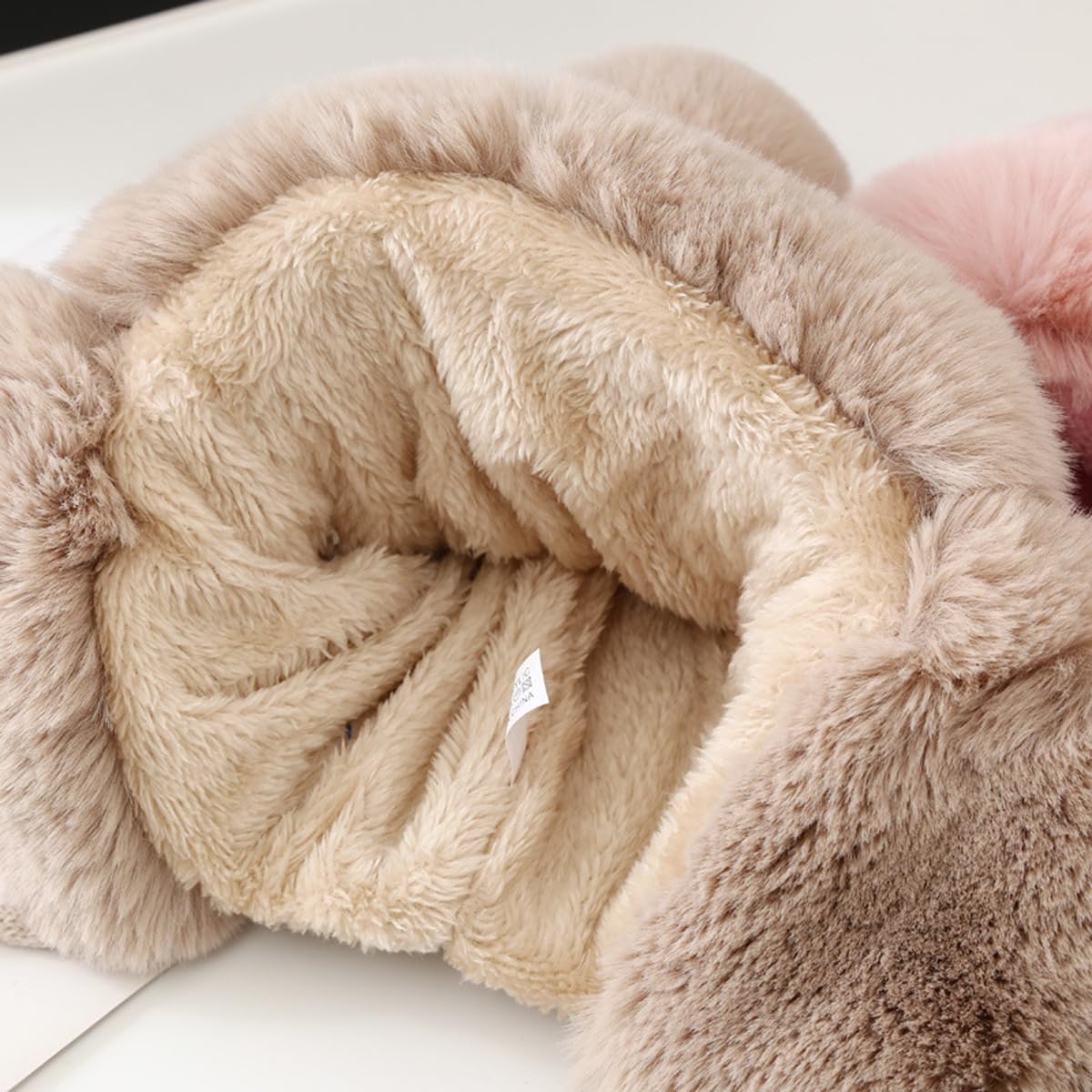 Gorro de Punto de Felpa Gruesa para niños, Gorros Peludos y cálidos con Orejeras para niños y niñas, Gorros térmicos de Invierno