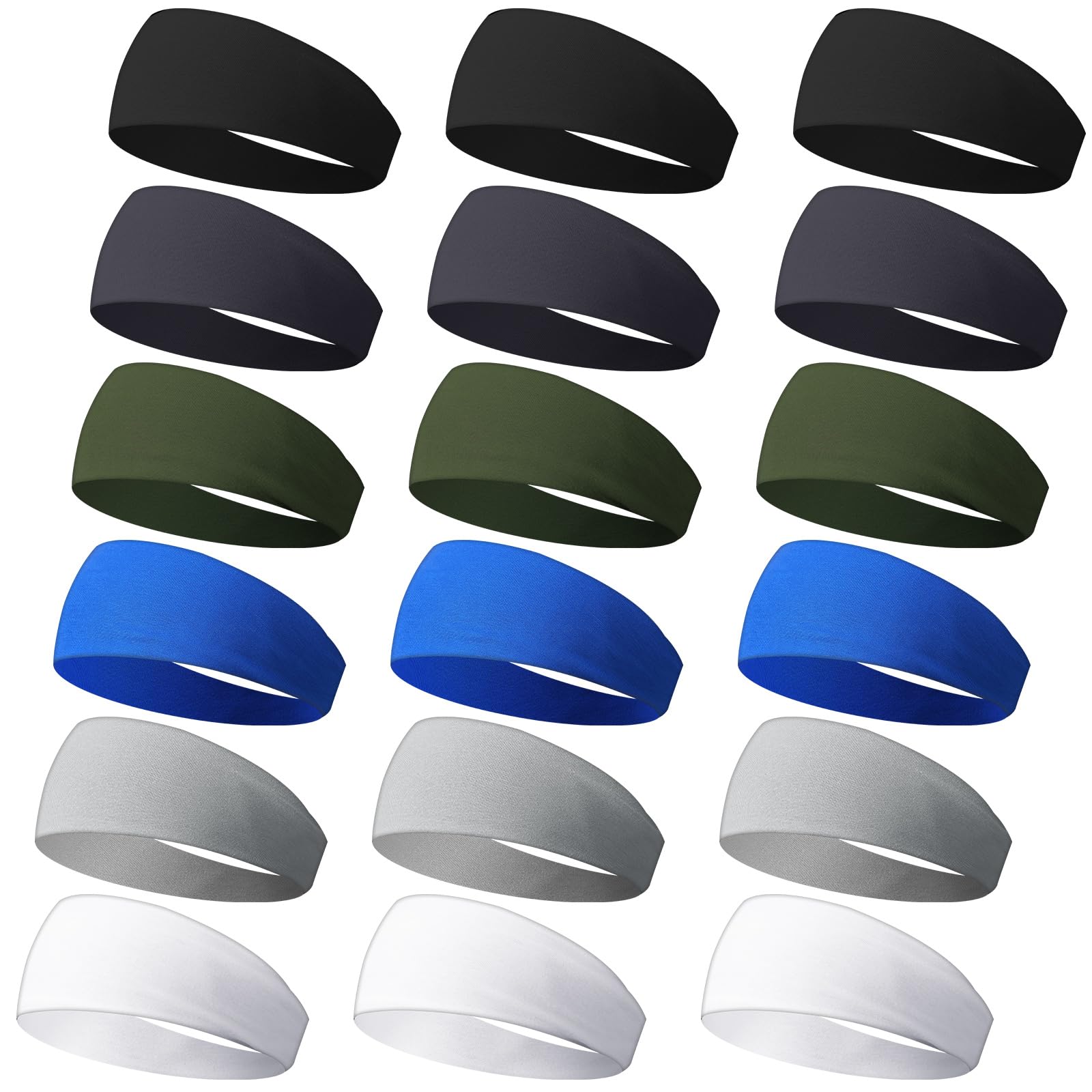 Sport-Schweißbänder für Herren und Damen, Camouflage-Stirnbänder, Workout, rutschfeste Stirnbänder, atmungsaktiv, Fitness, dehnbar, Unisex, Haarband für Yoga, Laufen, Radfahren, Ball, 18
