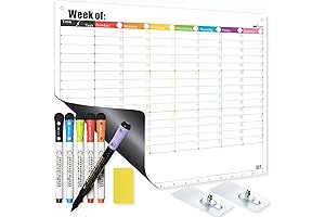 Weekly Work Schedule Board with Magnetic Hanging Hooks | Adhesive Dry Erase...