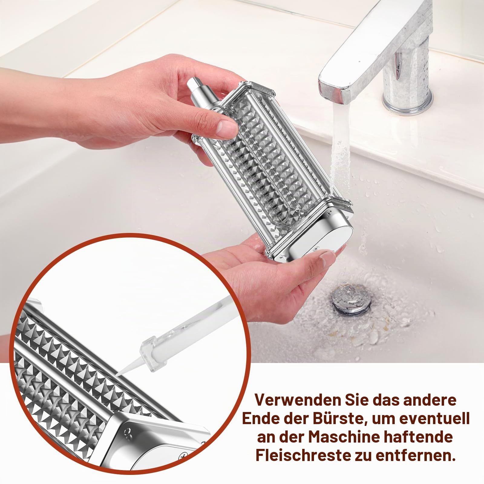 GVODE Fleischklopfer Aufsatz für KitchenAid - Edelstahl-Zahnräder Fleischklopfer, Fleischklopfer Aufsatz für KitchenAid Mixer(Mit Schutzhülle und Reinigungsbürste)