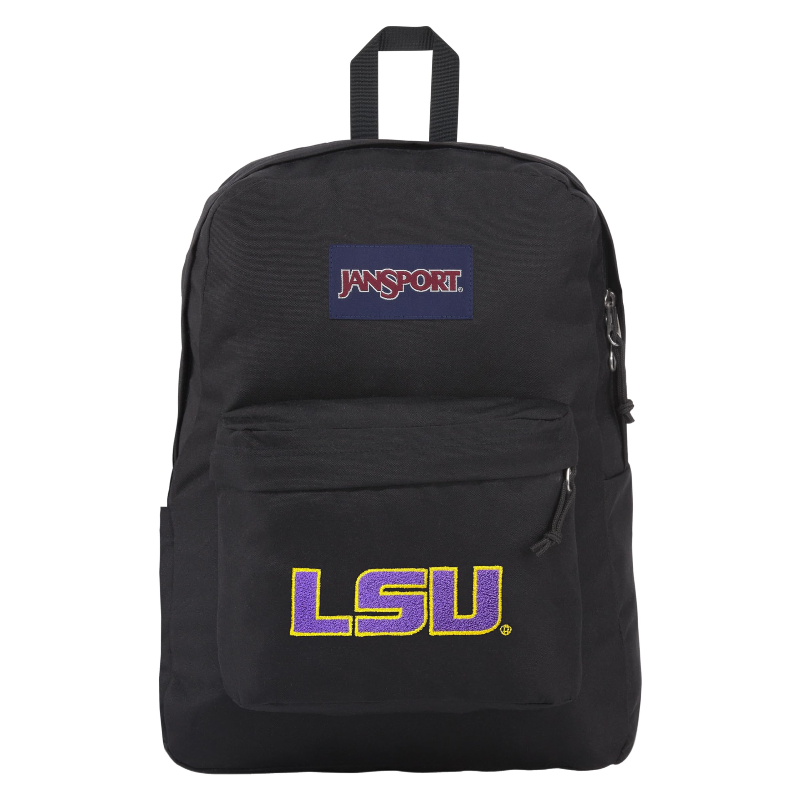 JanSport NCAA Officially Licensed Backpack, Lsu Tigers, Superbreak Plus with Padded 15'' Laptop Sleeve, Spacious Computer Bag for Men &amp; Women, Durable Daypack with Bottle Pocket, Black