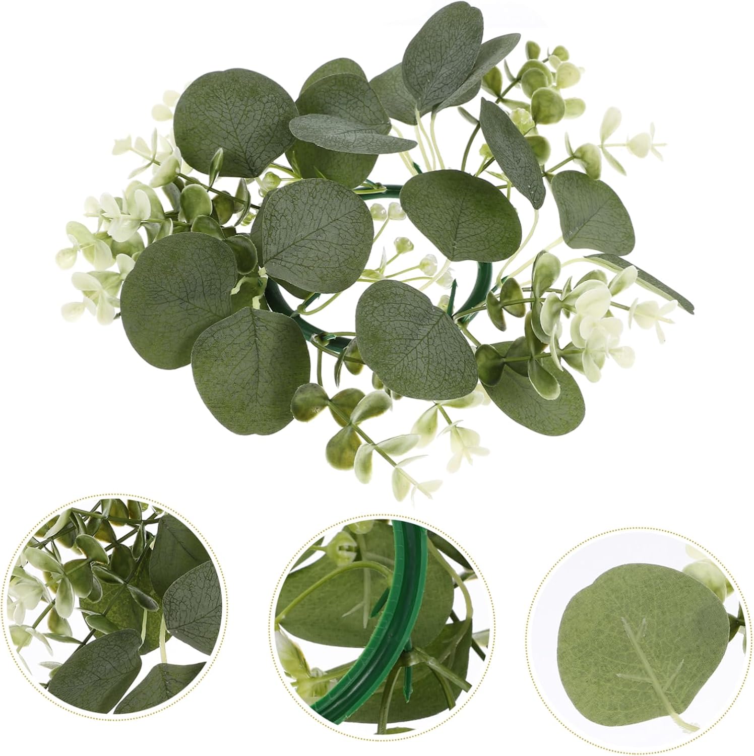 Eucalyptus Garland Fake Plant Decor Wreath for Wedding Party Candle Ring