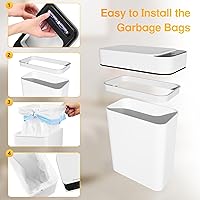 Vista 6 de Bote de Basura para Baño Automático Sin Contacto de 2.6 Galones, Botes de Basura Inteligentes Pequeños con Tapa, Bote de Basura Delgado para Cocina