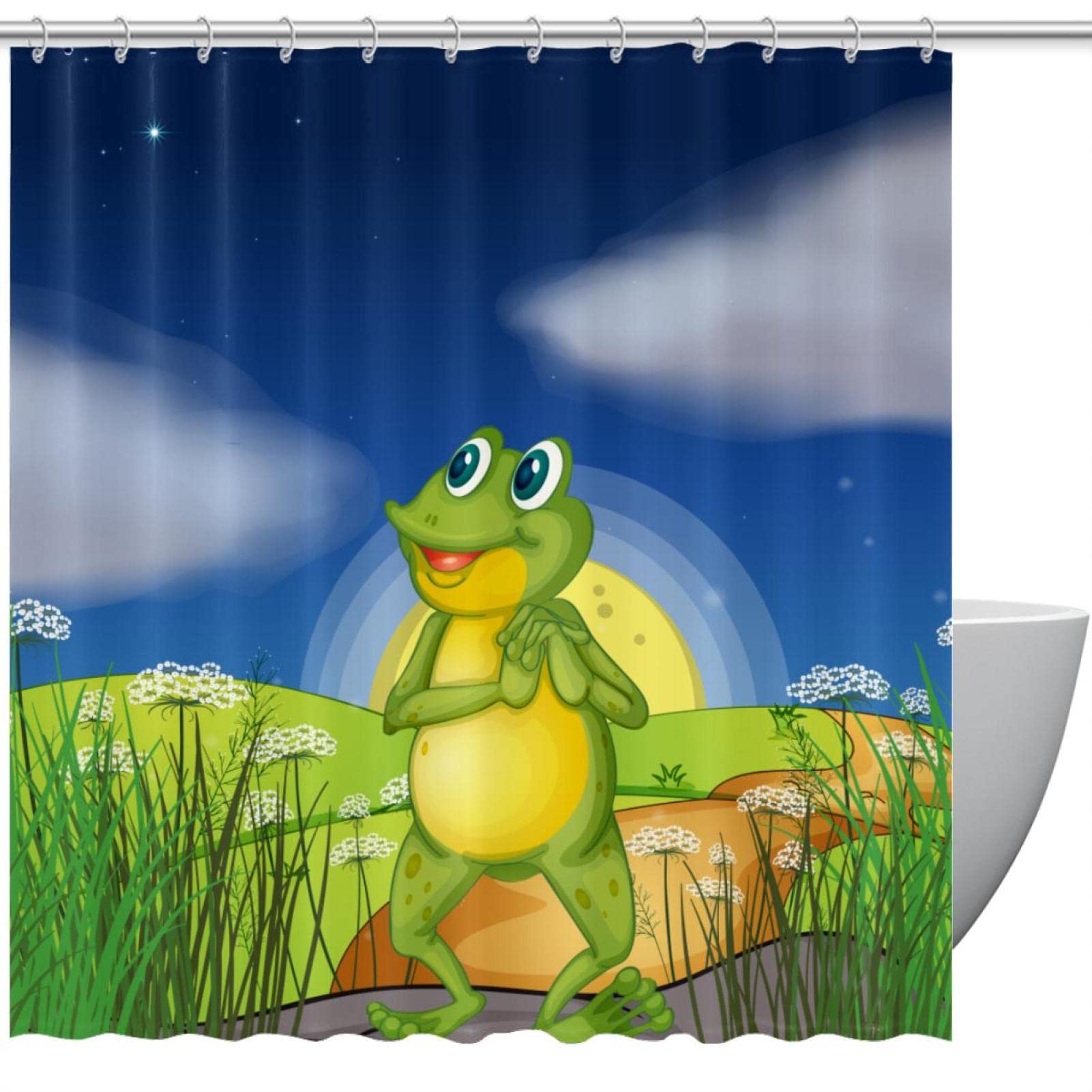Tenda Doccia Con Rane E Ninfee 183x183 Cm: Tessuto Impermeabile Per Bagno Con 12 Ganci, Regalo Originale Per Amanti Della Natura