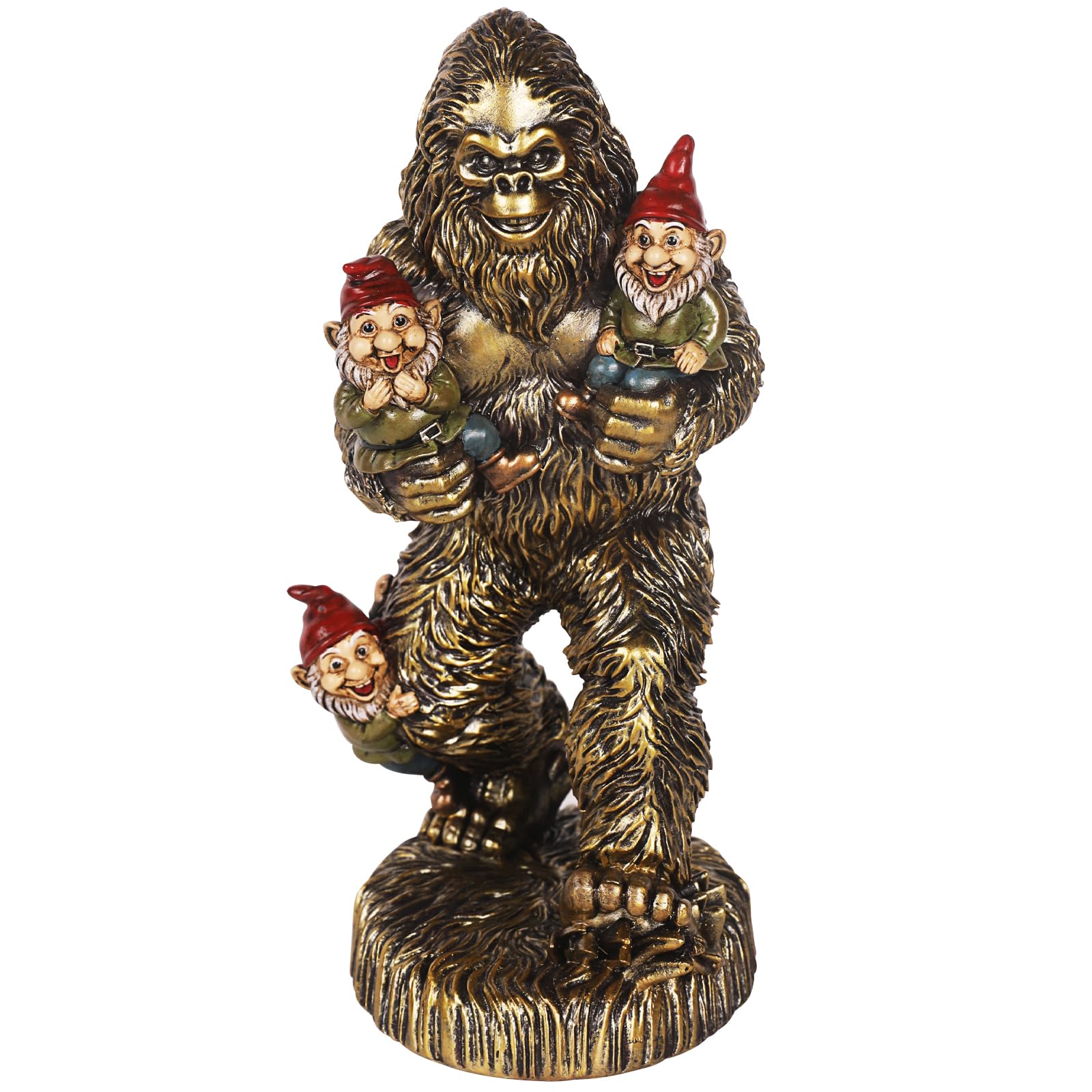 Bigfoot Statue with Mini Gnomes Whimsical Home Decor