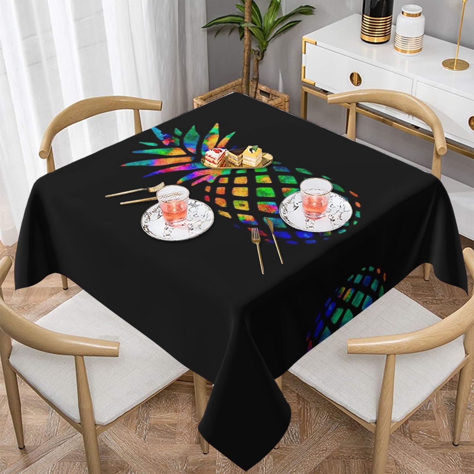Lawenp Pine Square Wrinkle-Free Table Cloth Cover Table Decorative for Wedding Dinning Party Banquet Tabletop