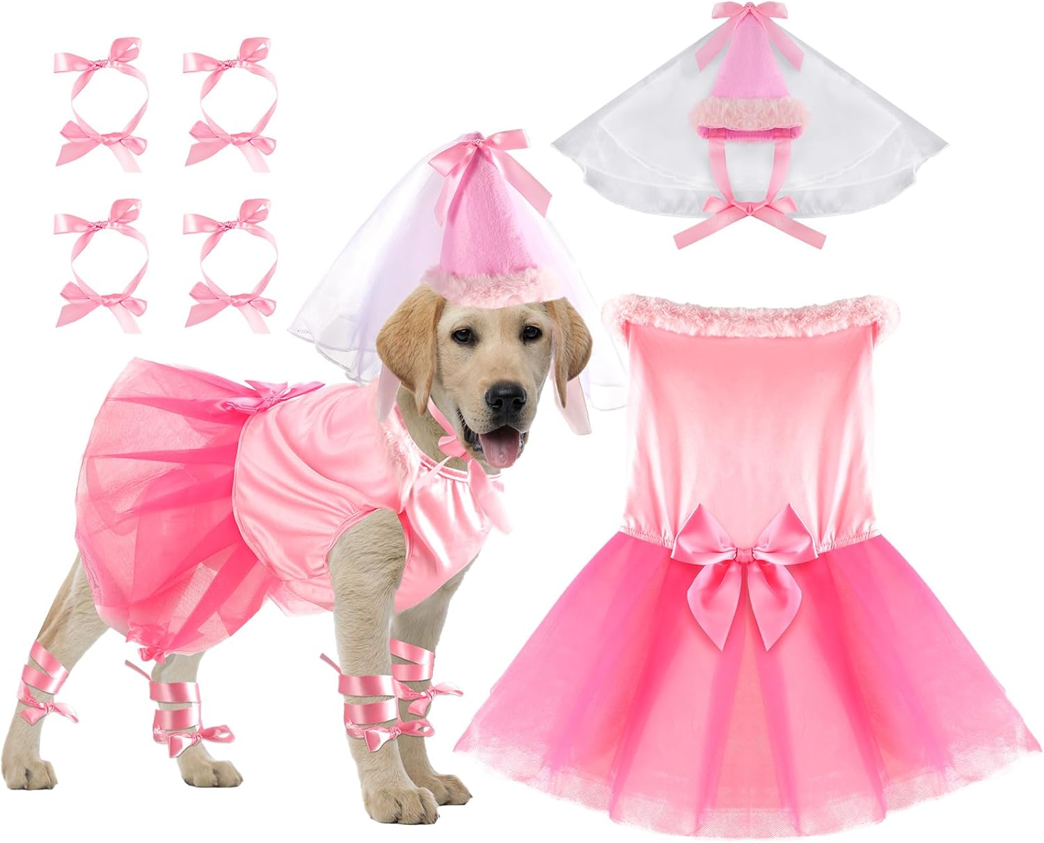 Sweetude 6 Pieces Halloween Princess Dog Costume Set