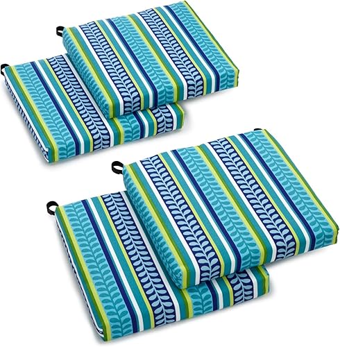 Blazing Needles Cojín para silla de exterior, 20 x 19 pulgadas, Pike Azure 4 unidades