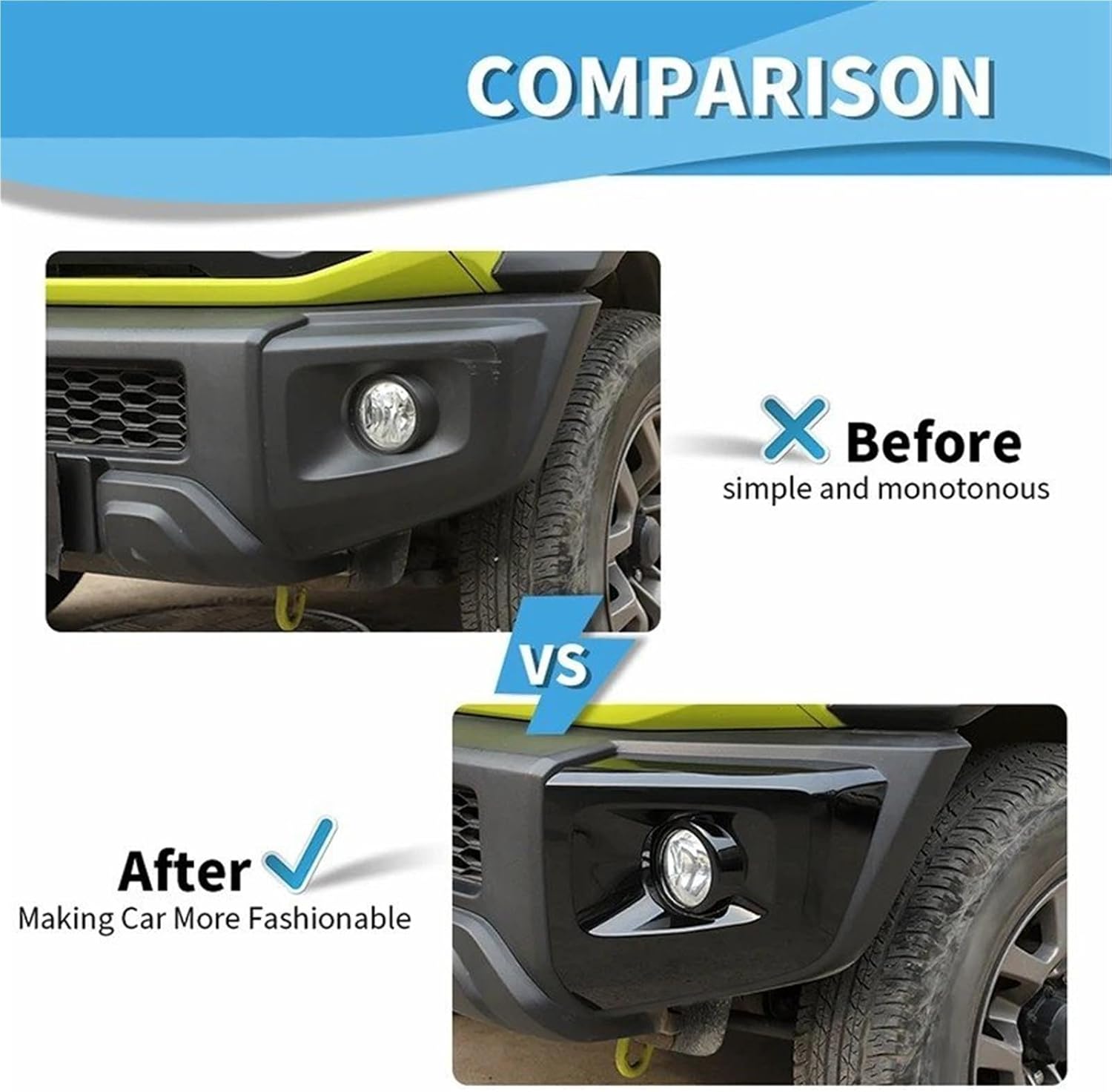 Vehicle Interior Decal Car Exterior Front Bumper Bars Wrap Corners Decoration Cover for Suzuki Jimny 2019 2020 2021 2022 2023 2024 2025(Carbon Fiber Black)