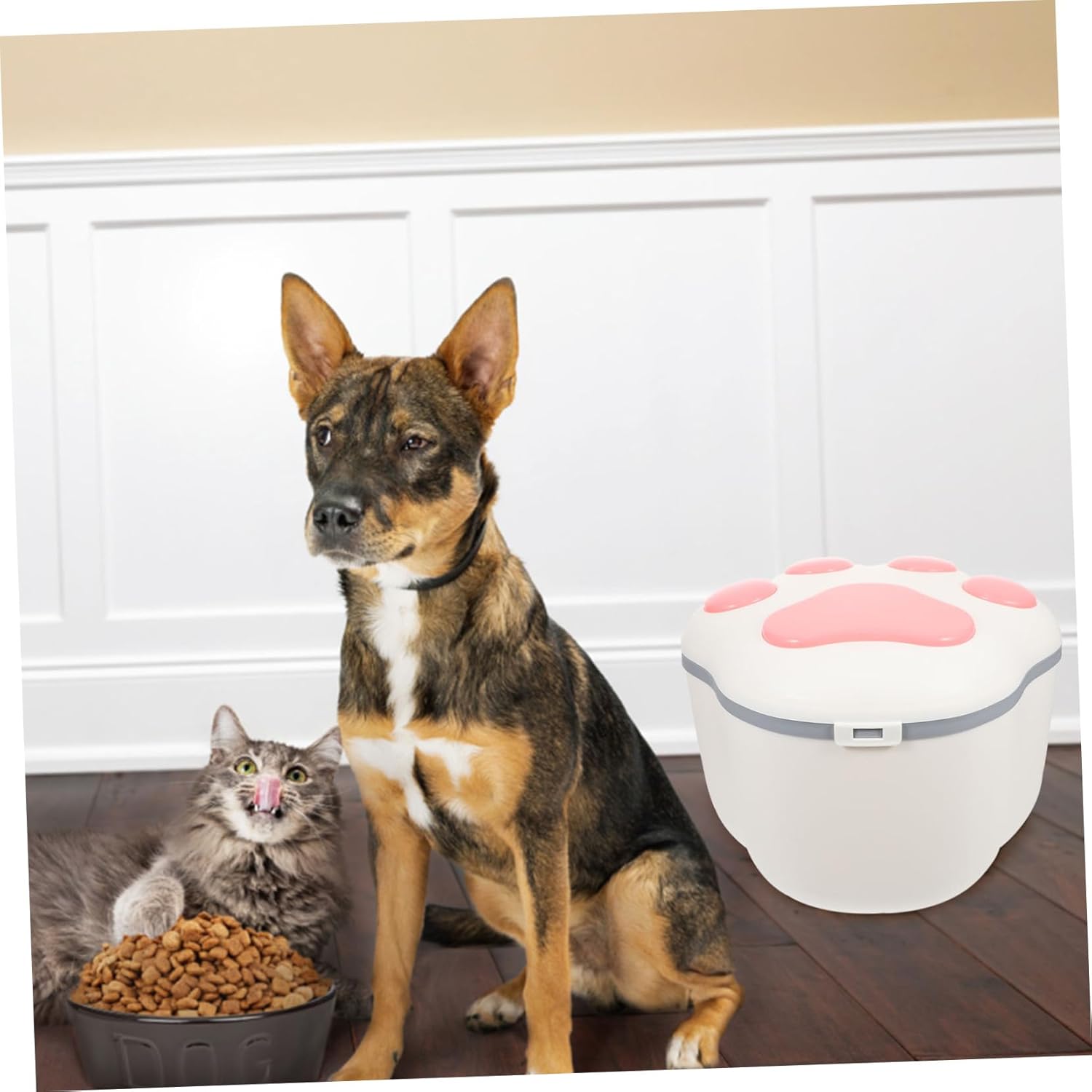 balacoo Pet Food Storage Container Airtight Dog Food Bin Decorative Design Plastic for Cat Treats
