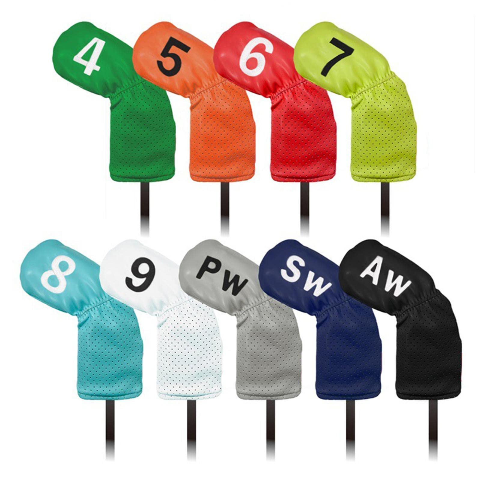 Iron Head Covers 9 housses clubs golf en fer | 9 capots clubs golf imperméables brodés en polyuréthane compatible avec la plupart des marques