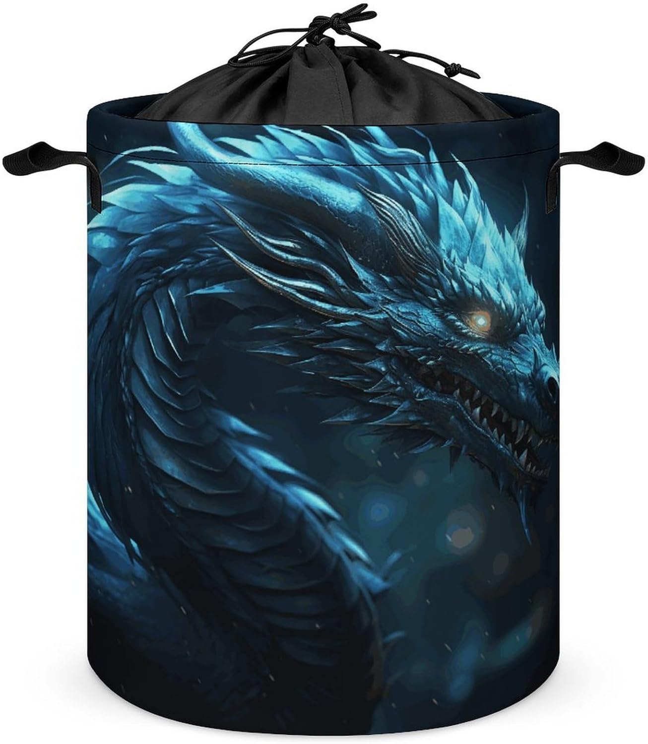 Cyan Dragon Laundry Basket Collapsible Clothes Hamper with Reinforced Handles Large Capacity Waterproof Laundry Bag Freestanding Laundry Hamper for Bedroom Bathroom