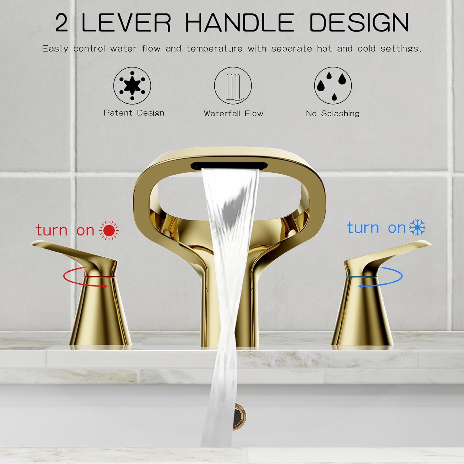 Gold Bathroom Faucet 3 Hole, 8 Inch Widespread Gold Faucets 2-Handle for Bathroom Vanity Sink with Adjustable Spout, with Supply Line, for 6 to 12 in Sink - Image 5