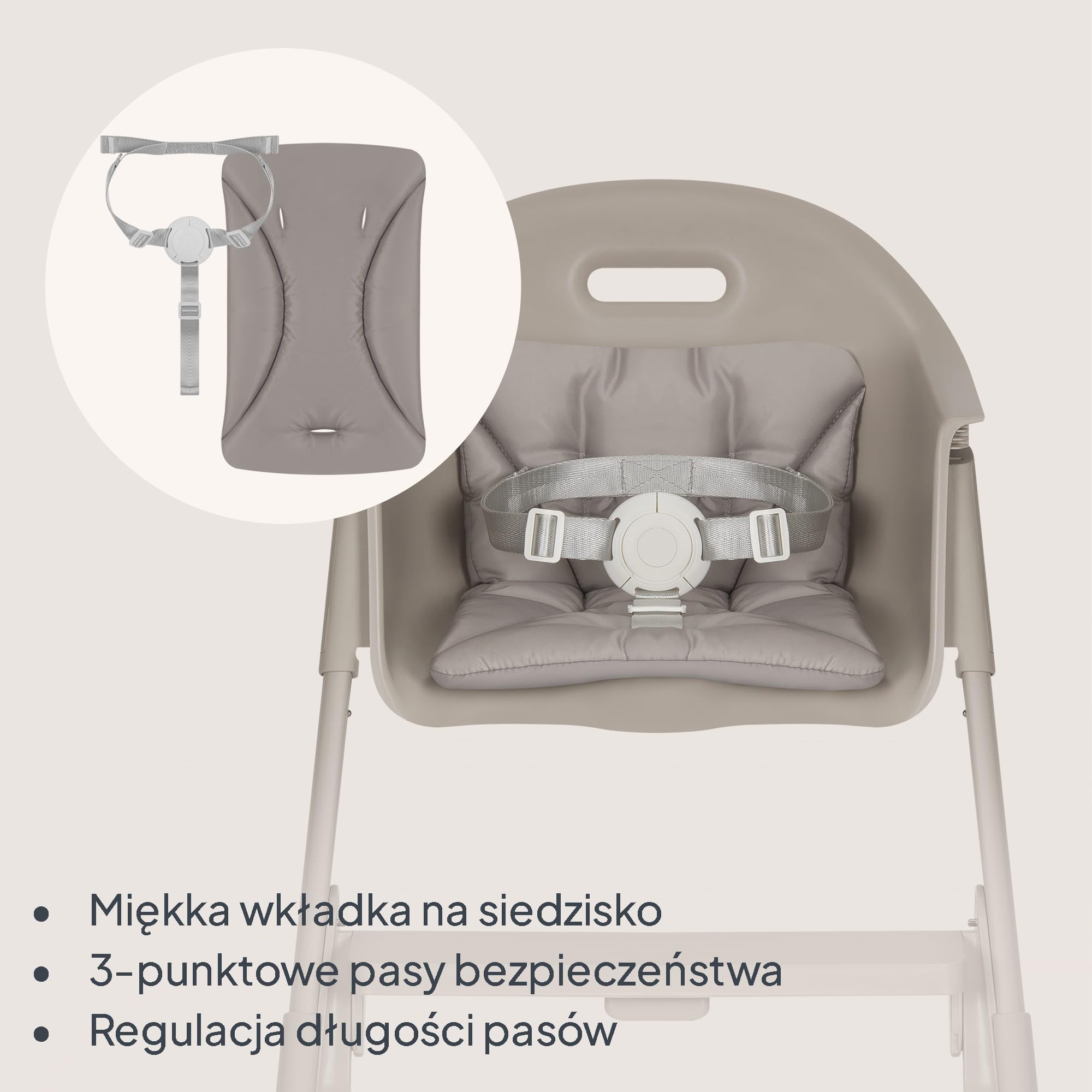 Lionelo BENY krzesełko dla dziecka 6 miesięcy - 3 lata przesuwna taca 2 pozycje, krzesełko ewolucyjne z podnóżkiem regulowanym jedną ręką, pasy 3-punktowe, łatwe do czyszczenia, zmywalna poduszka
