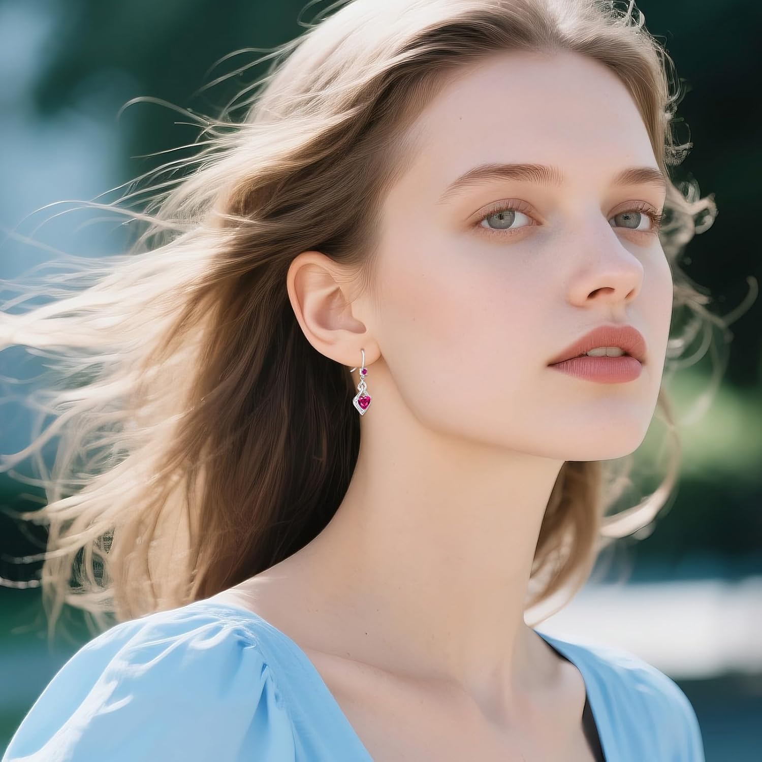 925 Sterling Silver Infinity Dangle Drop Earrings Heart Created Birthstone Gemstone Earring Christmas Birthday Jewelry Gifts for Women Wife Mom Nana - Image 4