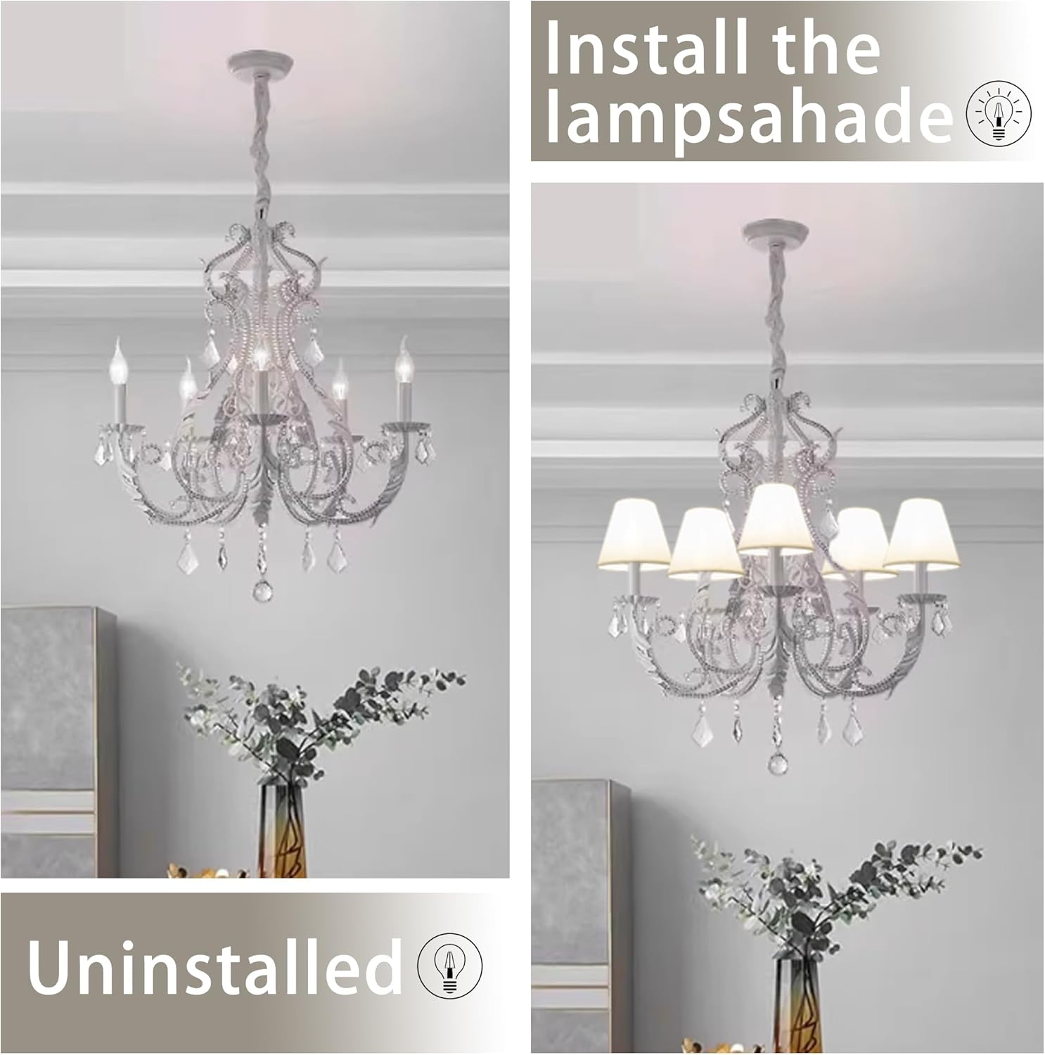 Small Lamp Shade Chandelier Shades Set of 6，Fabric Lampshade for Wall Lamp，Chandelier Shades，Small Table Lamps，For Cutting Edge Bulbs, Clip-on Fitter Lampshade，3" X 6" X 5"