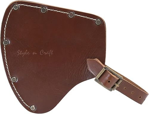 Style n Craft Funda para hacha de camper/deportista, funda de hacha de cuero de grano completo con cubierta segura Camper's con hebilla