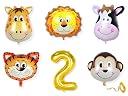 Mystic Toy Store 2nd Animal Balloons for Birthday Decoration Kit 2 year Old Baby Boys Girls Kids 5 Pcs Animal Theme Foil Balloons Decoration Set Items gallery image