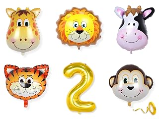 Mystic Toy Store 2nd Animal Balloons for Birthday Decoration Kit 2 year Old Baby Boys Girls Kids 5 Pcs Animal Theme Foil Balloons Decoration Set Items