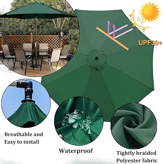 Ricambio Telo Ombrellone Da Giardino Copertura Di Ricambio Per Ombrellone Da Giardino - Telo In Poliestere Impermeabile Anti-UV, 6 O 8 Stecche Tettoia Ombrellone Giardino Spiaggia Misure