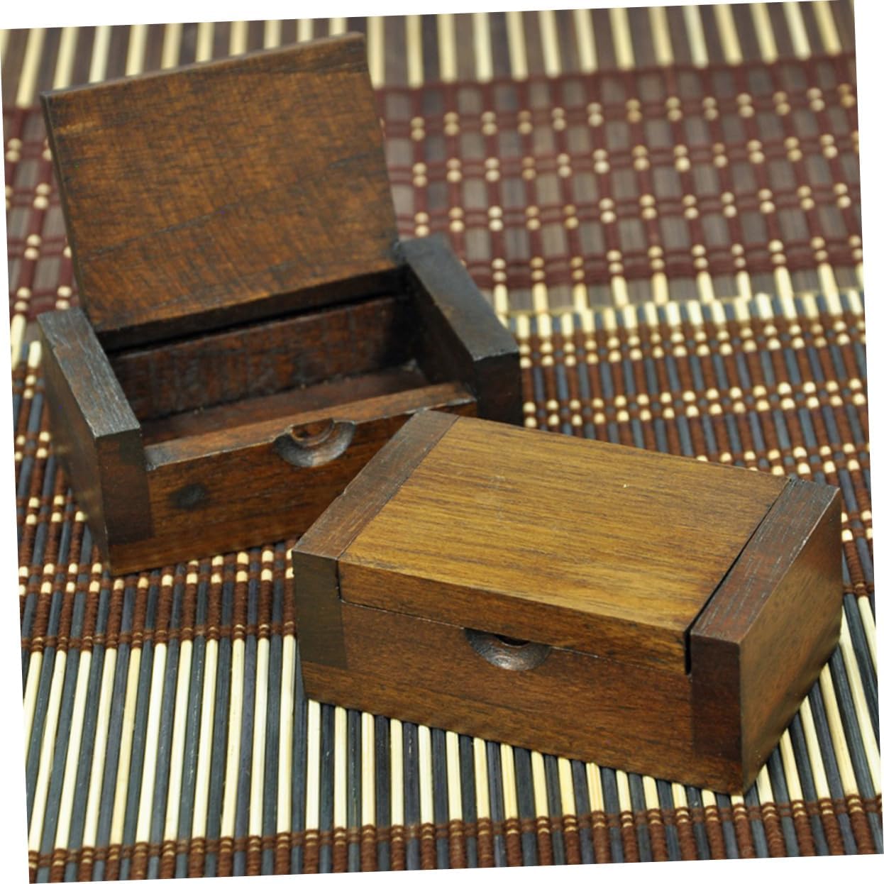 VALICLUD Vintage Wooden Jewelry Trinket Box for Desktop Storage and Decor image 3