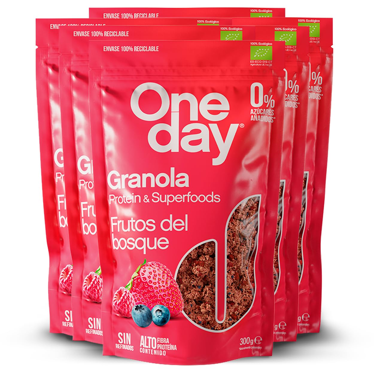 ONE DAY Granola Ecologica, Sin Azucares Añadidos, Alto en Proteína con Superfoods, Altro en Fibra, Pack 6 x 300g (Original, Pack 6 unidades) — view 10
