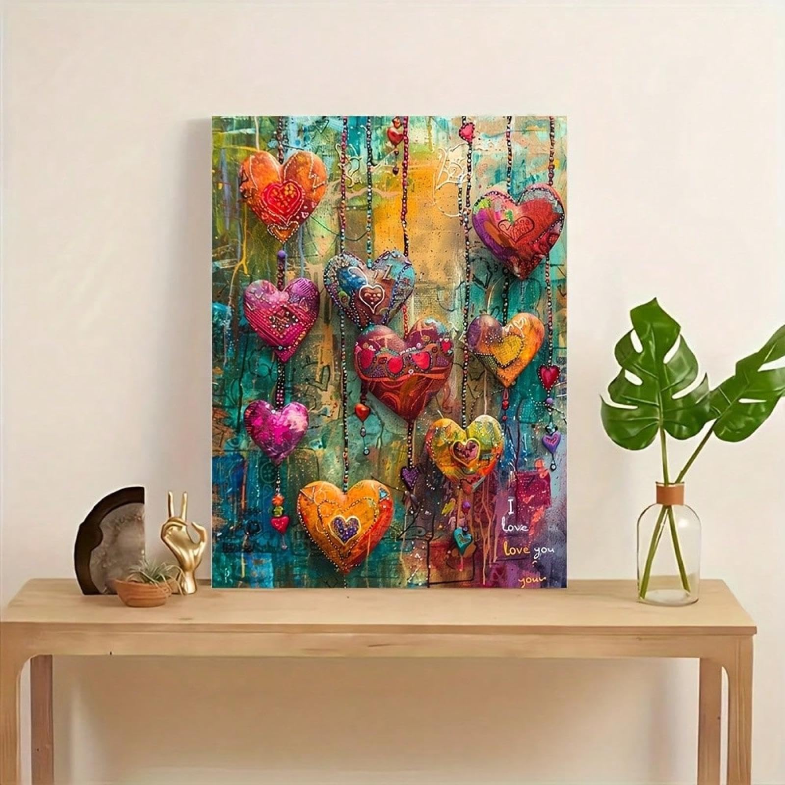Impression sur toile abstraite amour coloré décoration murale chaleureuse - 8