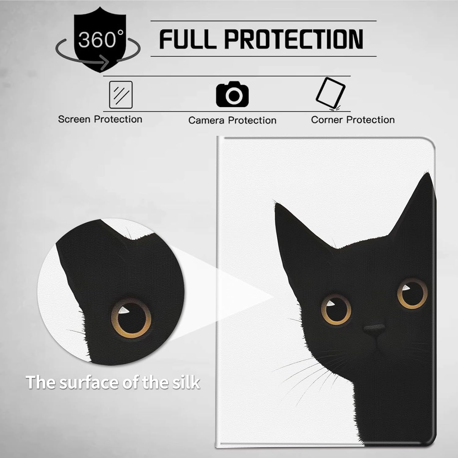 Case for All-New Kindle Paperwhite 12th Generation 7 inch & Colorsoft Signature Edition 2024 with Adjustable Stand & Auto Wake/Sleep Smart Protect PU Leather Cover Tablet Case - Cute Black Cat