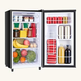 NEWBULIG 3.2 Cu Ft Mini Fridge with Freezer - Compact Quiet Refrigerator for Dorm Office Bedroom, Adjustable Temp, Energy Saving Silver