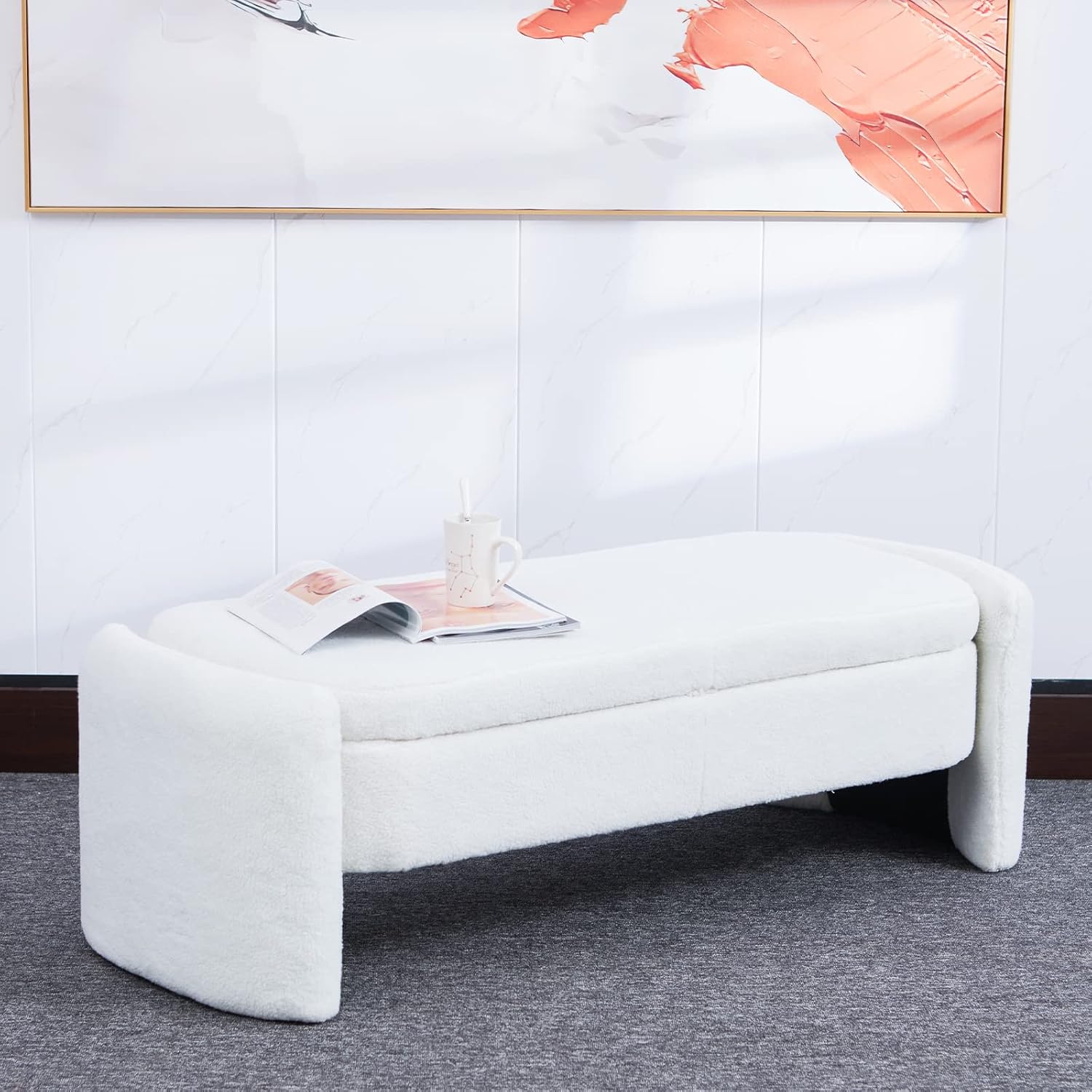 CALABASH 57" Storage Bench for Bedroom end of Bed, Modern