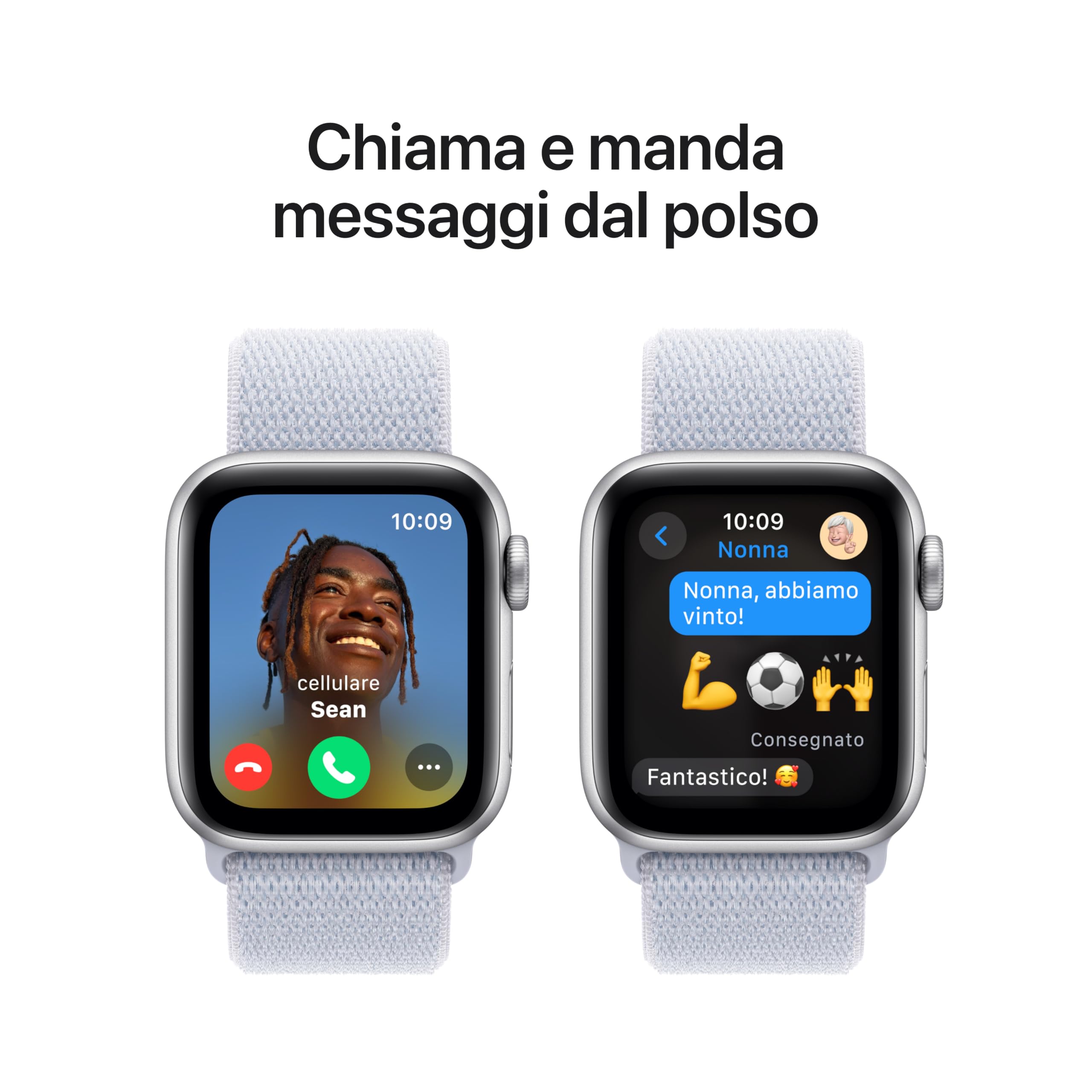 Apple Watch SE (2ª gen.) GPS 40 mm Smartwatch con cassa in alluminio Argento e cinturino Sport Loop Nuvola azzurra. Tracker per fitness e sonno, app Battito, Rilevamento incidenti, Carbon Neutral