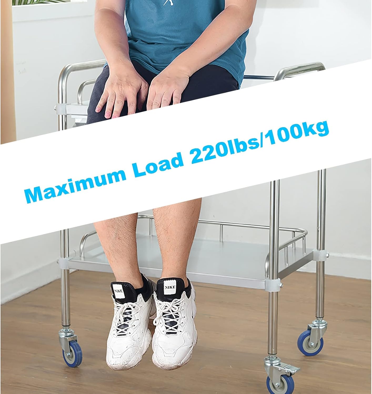 Lab Rolling Cart,Utility Carts with Wheels,2/3 Shelves Shelf Stainless Steel Rolling Cart,360° Rotating Mute Wheel Stainless Steel Cart Maximum Load 220 lbs,Sizes