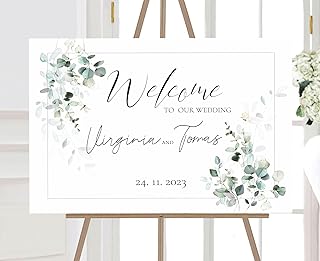 Manschin-Laserdesign Willkommensschild Aluverbund personalisiert - Made in Germany - Welcome Willkommen Schild für Hochzeit (45x30cm)