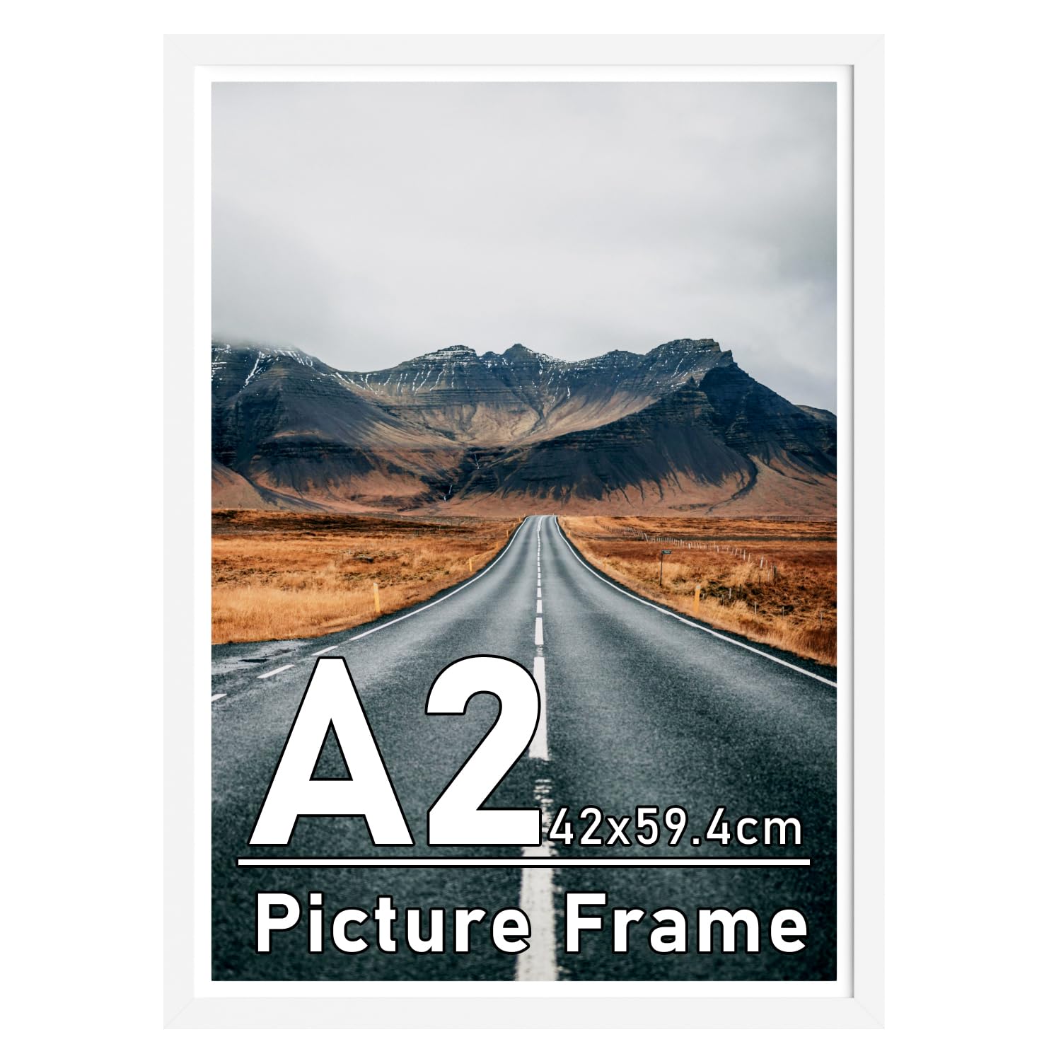 Zueyunstoo A2 Picture Frame with Mount, White A2 Poster Frame, 42x59.4cm Photo Frames with Safe Perspex Front, Wall Mounting
