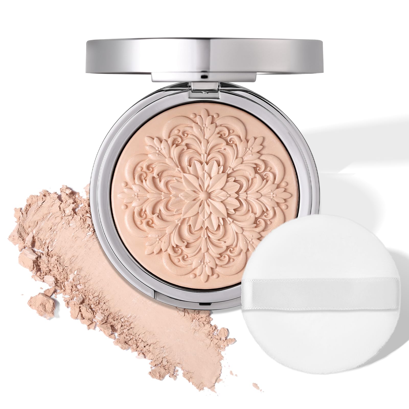 UCANBE 2-in-1 Superfreezed Pressed Setting Powder – Set & Prime Powder Foundation Compact, Oil Control | Hydrating | Long-Lasting | Alcohol-Free | Paraben-Free | Smooth Matte Finish (Light) 02 Light
