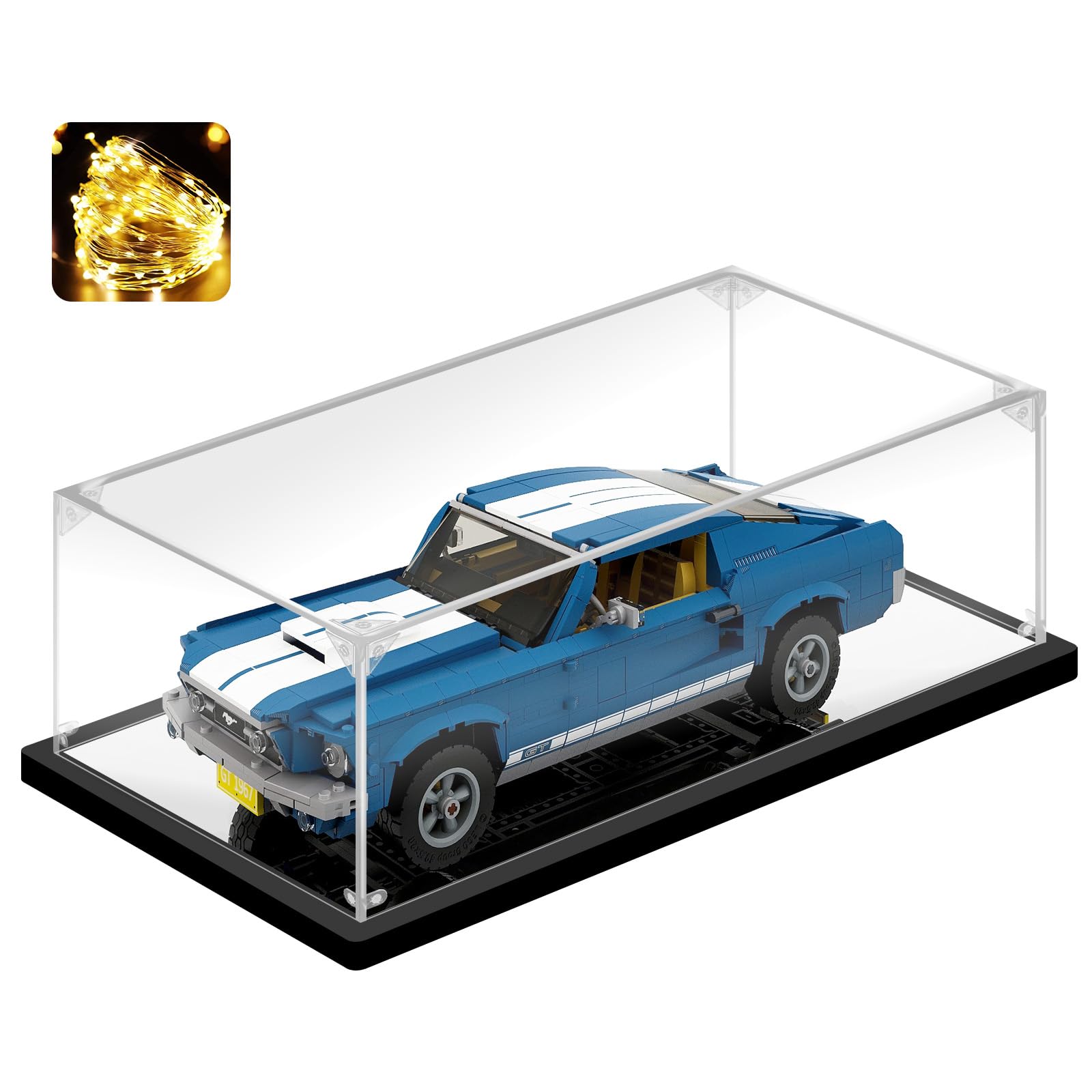 Instnovny Acrylic Display Case for Collectibles Assemble Acrylic Display Box for Lego 10265 Car Model Toys Clear Acrylic Case for Display Building Set Action Figures(Black,15.7*7.9*5.9 inch)