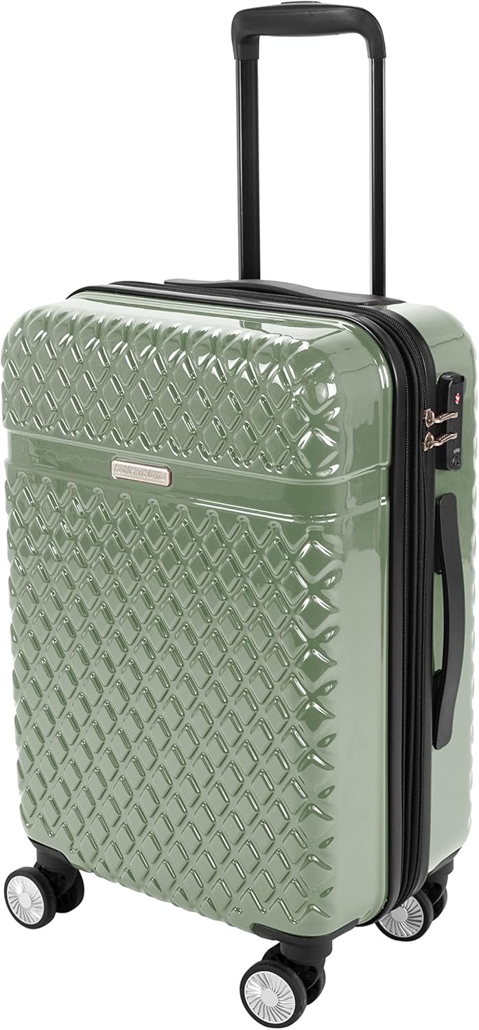 review kathy ireland Unisex Adult Yasmine 3-Piece Hardside Lightweight Expandable Spinner Luggage Set, Watercress