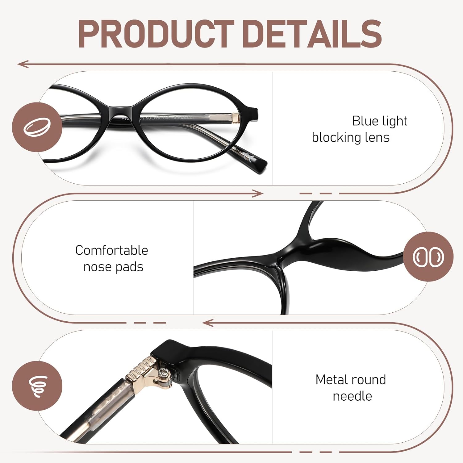 Oval Reading Glasses Women Men Blue Light Blocking Small Computer Readers Retro Fashion Frame Vintage Eyewear PT2009 - Image 6