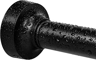 Matte Black Adjustable Shower Curtain Rod (30-60") – No Drill, Easy Install, Anti-Slip ABS Base, Phosphating & Electrostatic Coating, Supports Up to 65 lbs, Ideal for Bathrooms