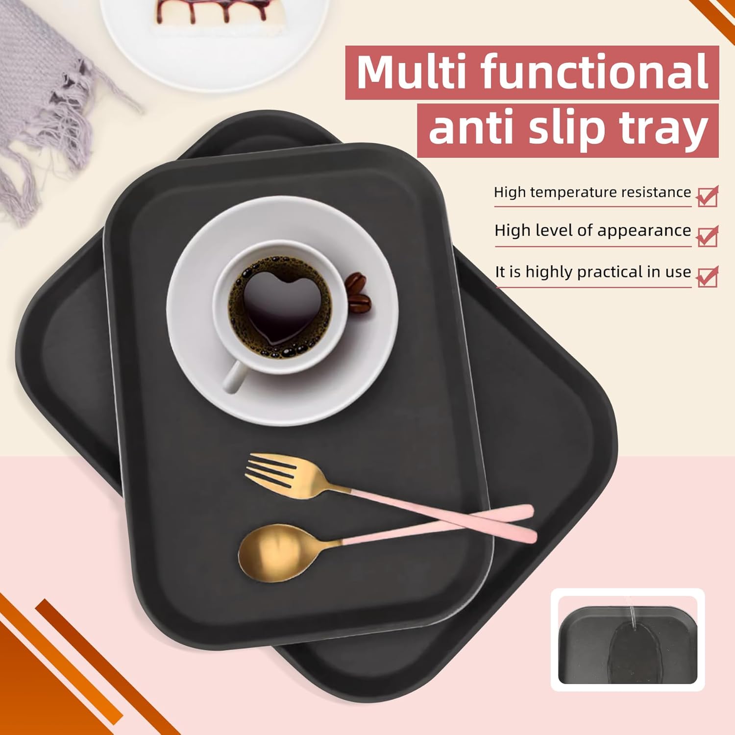 12-Pack Extra Large Plastic Serving Trays 22x16 Inches - Commercial Heavy Duty Rectangle Food Party Platters Dishwasher Safe Storage Set