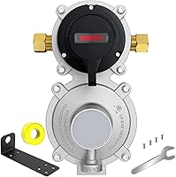 Vista 9 de Regulador de Gas Propano LP de Cambio Automático de 2 Etapas para RV con Dos Mangueras Trenzadas de Acero Inoxidable RV Pigtail de Propano de 18