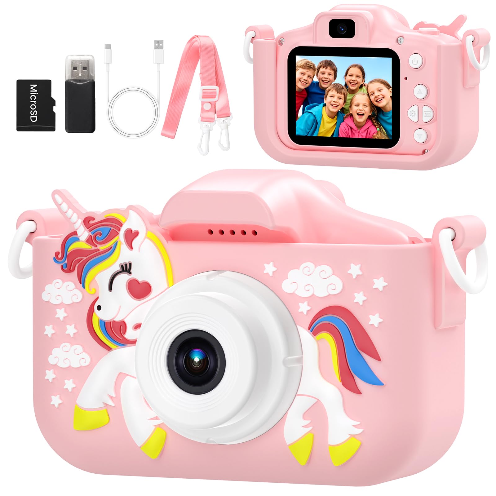 YOZISS Macchina Fotografica Bambini, 1080P Macchina Fotografica per Bambini, HD Selfie Mini Ricaricabile Fotocamera Digitale Bambina per Ragazze Ragazzi 3 a 10 Anni