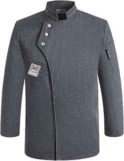 Kochjacke Herren Langarm Slim Fit Kochuniform Bäckerjacke Langarm Kochjacke für Damen und Herren Einfarbige Atmungsaktives Jacke einheitliches Kostüm für Catering Caterer Profis