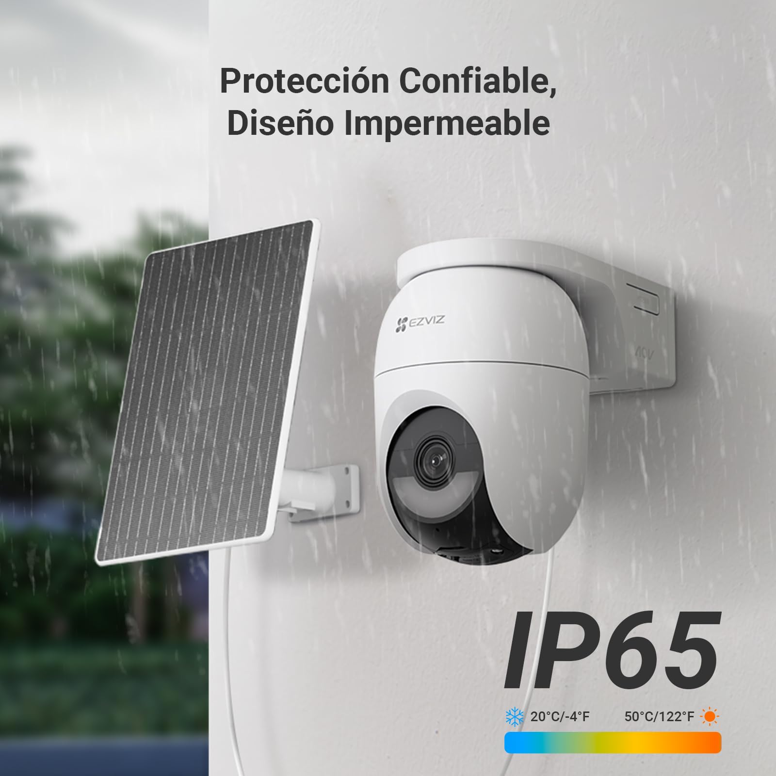 EZVIZ Cámara Vigilancia Exterior WiFi 4MP, AOV 360° con Batería 5200mAh, Detección de Forma Humana/Vehicular, Visión Nocturna Color, Defensa Activa, CB8 Lite + Panel Solar 5W, NO SD Tarjeta