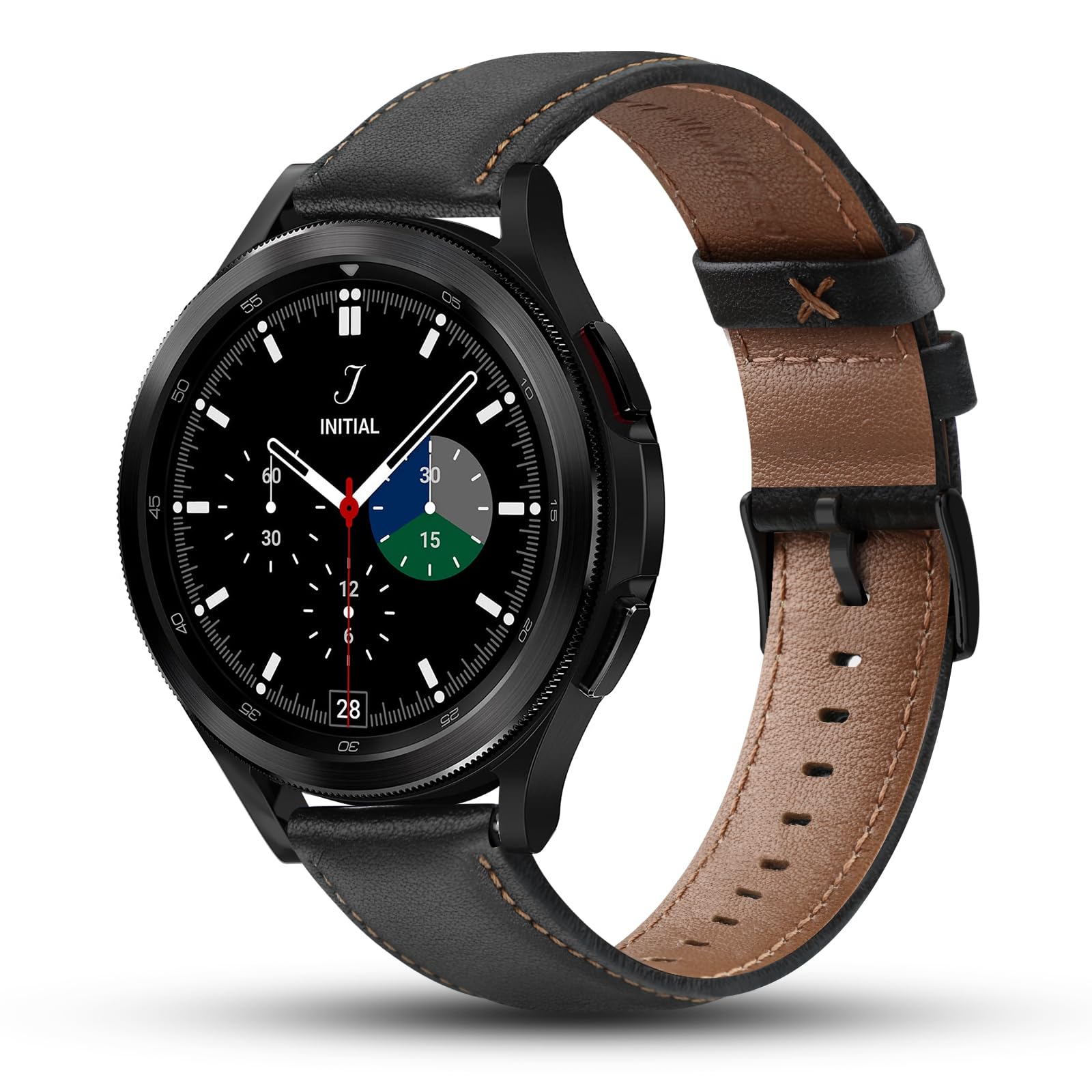 Tuocal 22mm Lederarmband Kompatibel mit Samsung Galaxy Watch 3 Armband Galaxy Watch 46mm Leder Armband, Echtes Leder Ersatzarmband für Huawei Watch GT 3 46mm / 3 Pro/GT 2, Gear S3, Schwarz