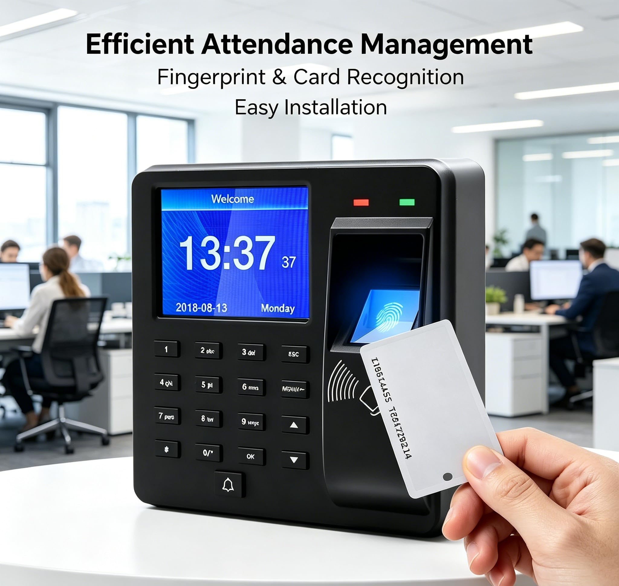 Rilevamento del tempo per piccole imprese, timbri con impronte digitali, password e ID (schede 15ID incluse), registrazione dell'orario di lavoro con esportazione USB, nessun costo mensile