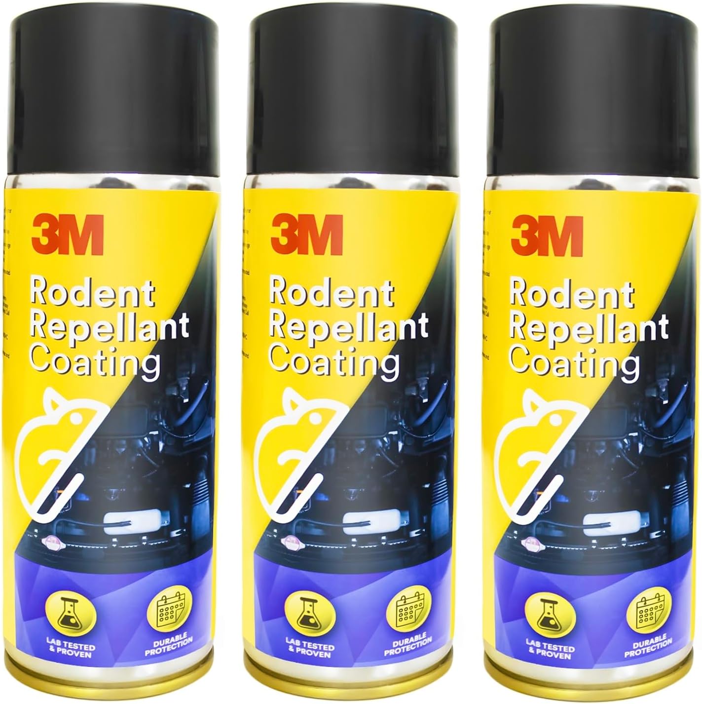 3M Rodent Repellent Coating, Rat Repellent Spray, Prevents Rat Bites in Engine Parts and Wires, Highly Effective, Leak-Free, Easy-to-Spray, Bitter Taste, No Kill-only Repels (Each 250g, Pack of 3)